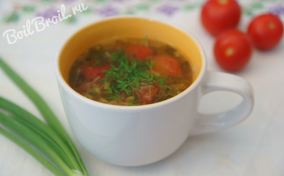 Суп с овощами и зеленью
